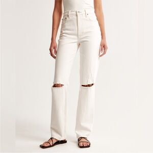Abercrombie & Fitch Cream Straight Leg Jeans